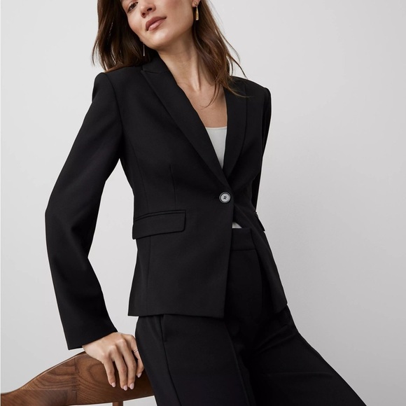 Like New Ann Taylor Women's Long Sleeve Single Button Blazer Business Black Sz 0 - Picture 5 of 16